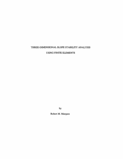 Three-dimensional Slope Stability Analysis Using Finite Elements