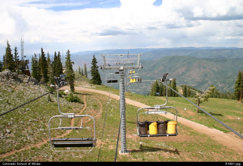 Ajax Express chair lift with chairs loaded for testing